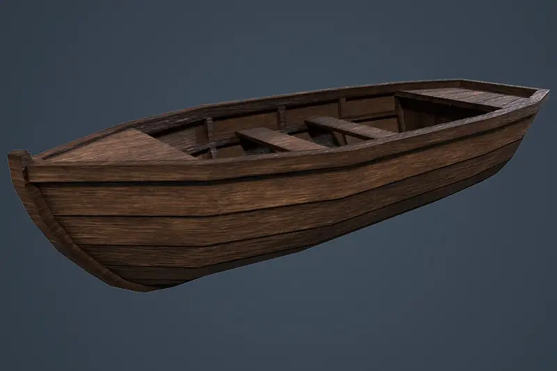 Wooden row boat- Game Asset Asset Thumbnail