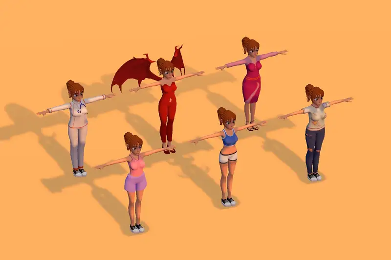 3D female character with rig Asset Thumbnail
