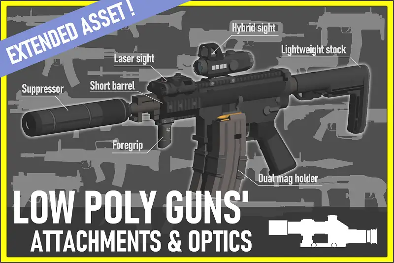 LOW POLY GUNS' ATTACHMENTS & OPTICS Asset Thumbnail