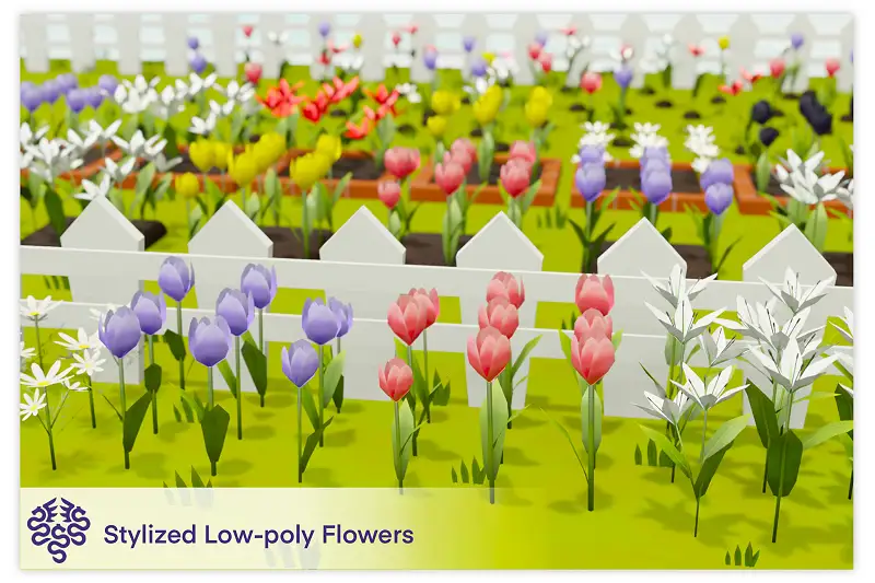 Stylized Low-poly Flowers Asset Thumbnail