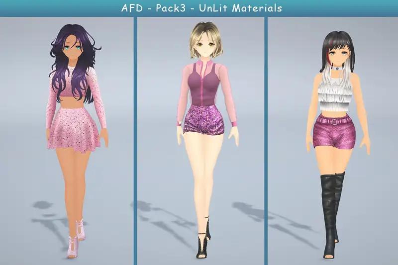 Anime Female Dancer - Pack 3 (Pink collection) Asset Thumbnail