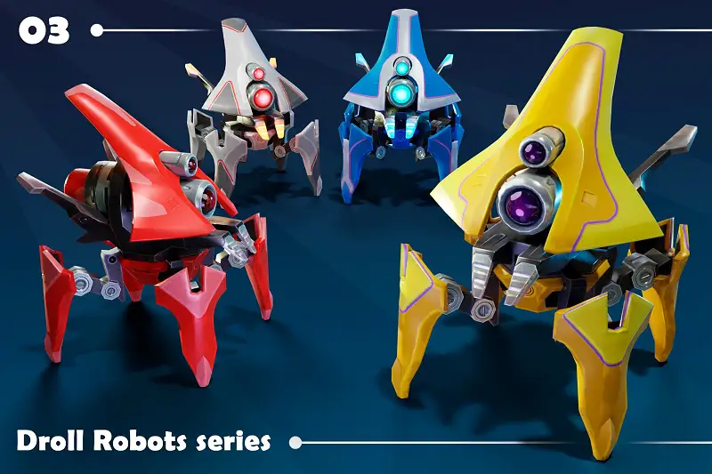 Droll Robot 03: A Fun Game Character Asset Thumbnail