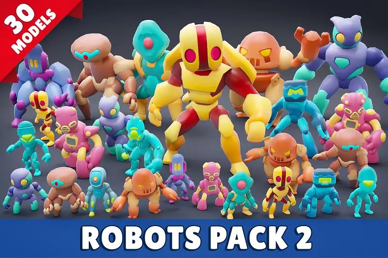 Robots Pack 02: Cartoon Creatures for Games Asset Thumbnail
