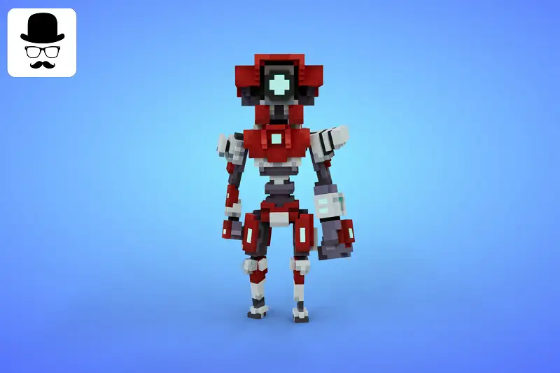 Robot 4 Voxel Character - 3D Lowpoly Fantasy Model Asset Thumbnail