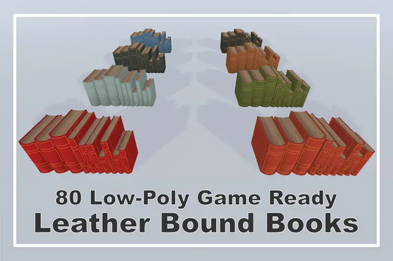 Low-Poly Leather Bound Books Asset Pack Asset Image