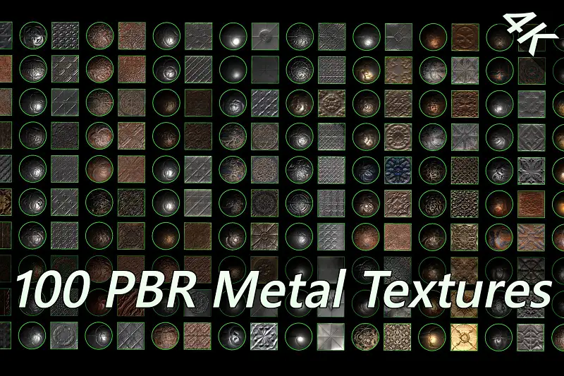 100 4K Metal Textures for PBR Realism Asset Thumbnail