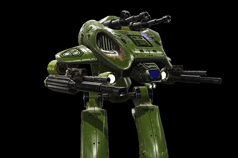 Medium combat robot with machine guns Asset Thumbnail