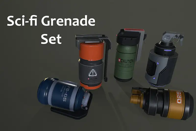 3D Sci-fi Grenades Set Asset Thumbnail