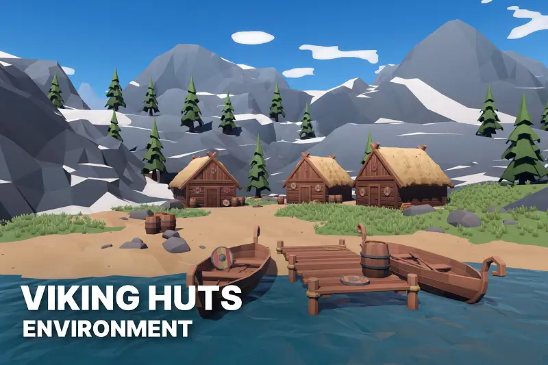 Stylized Low Poly Viking Village Environment Asset Thumbnail