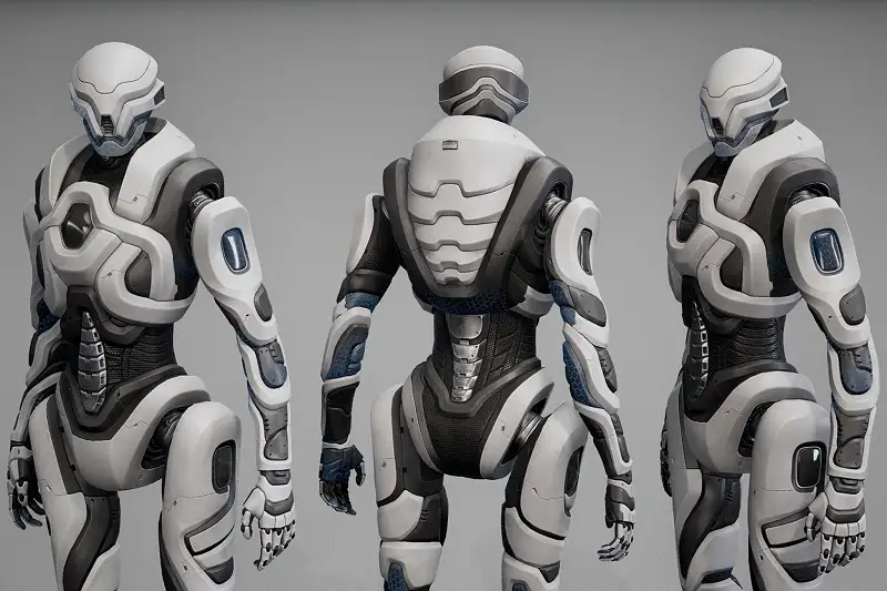 Low Poly Sci-Fi Robot Model Asset Thumbnail
