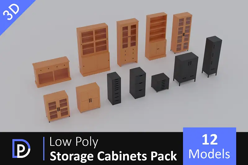 Low Poly Cabinets Pack Asset Thumbnail