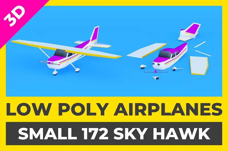 Low Poly Small Airplane - 172 Sky Hawk Asset Thumbnail