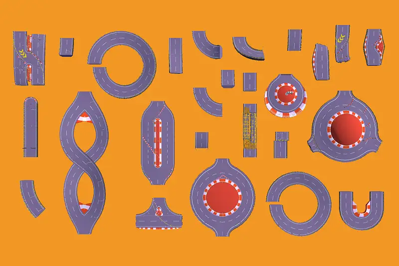 Low Poly Modular Race Tracks for Mobile Gaming Asset Thumbnail