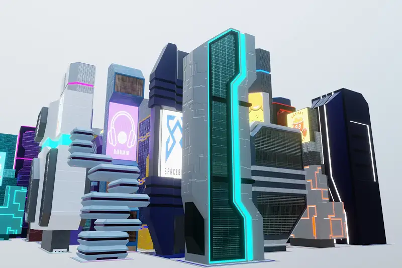 Sci-Fi Cityscape - Low Poly Neon Skyscrapers Asset Thumbnail