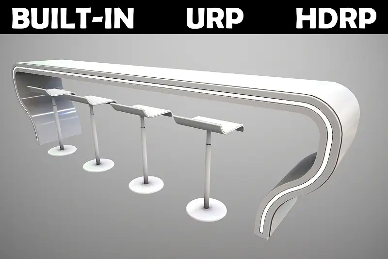 Futuristic Long Table Curved Sci-fi Set - BananaMonkey Asset Thumbnail