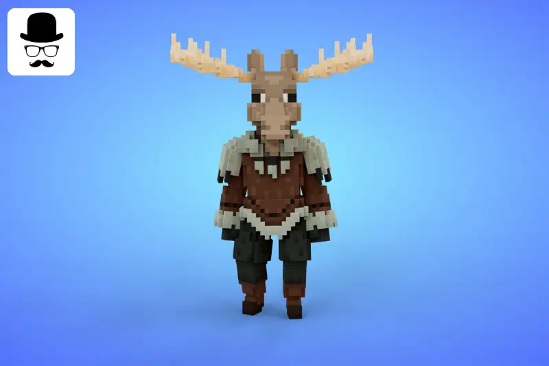 Moose Warrior Voxel Character - 3D Lowpoly Fantasy Creature Asset Thumbnail