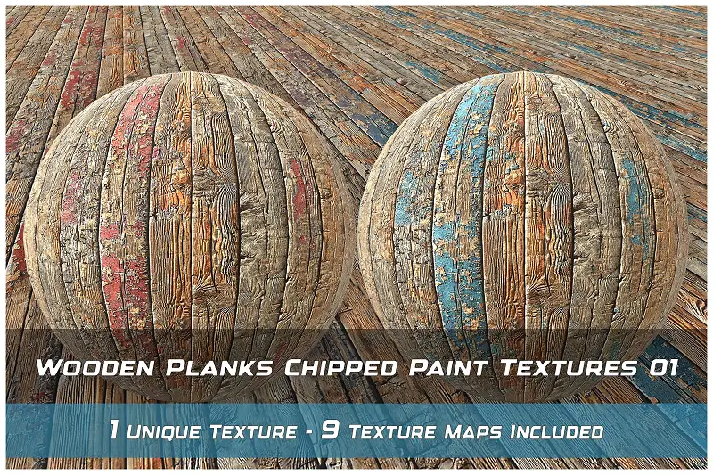 Wooden Planks Chipped Paint Textures 01 Asset Thumbnail