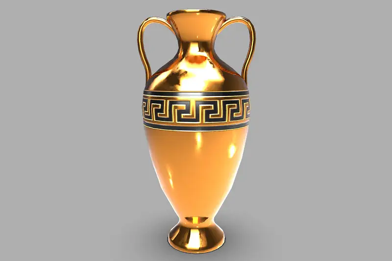 Golden Greek Vase 3D Model Asset Thumbnail
