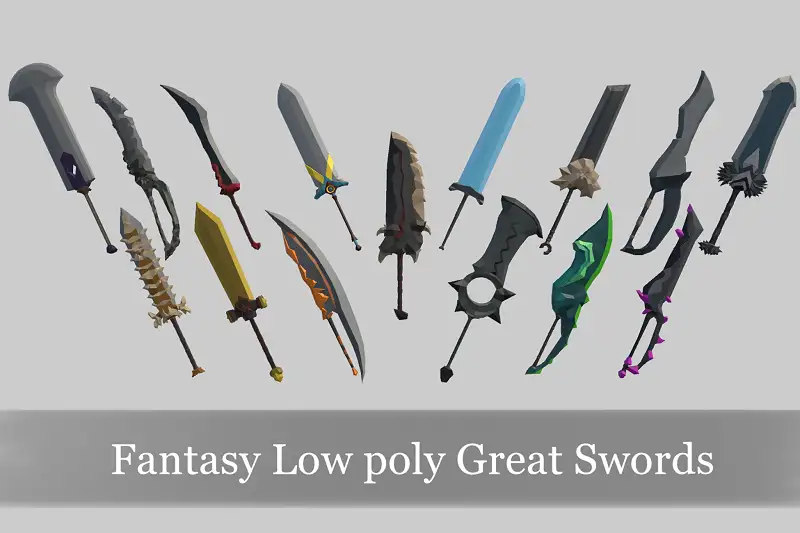 Fantasy Low poly 15 Great Swords for RPG Asset Thumbnail