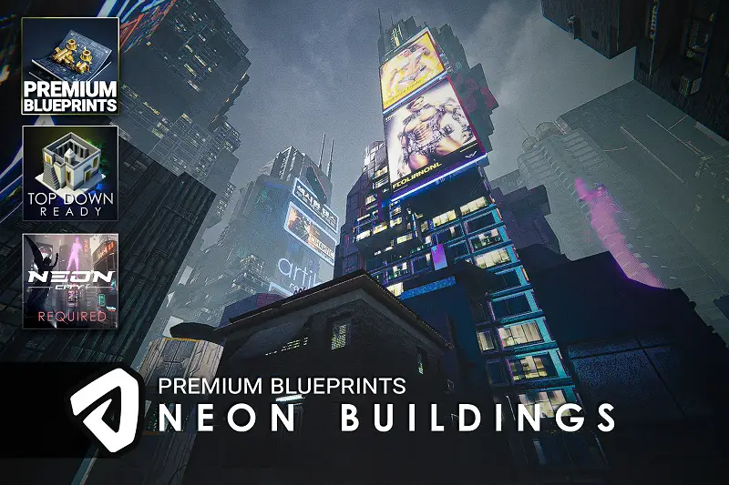 SciFi Neon Buildings Asset Thumbnail