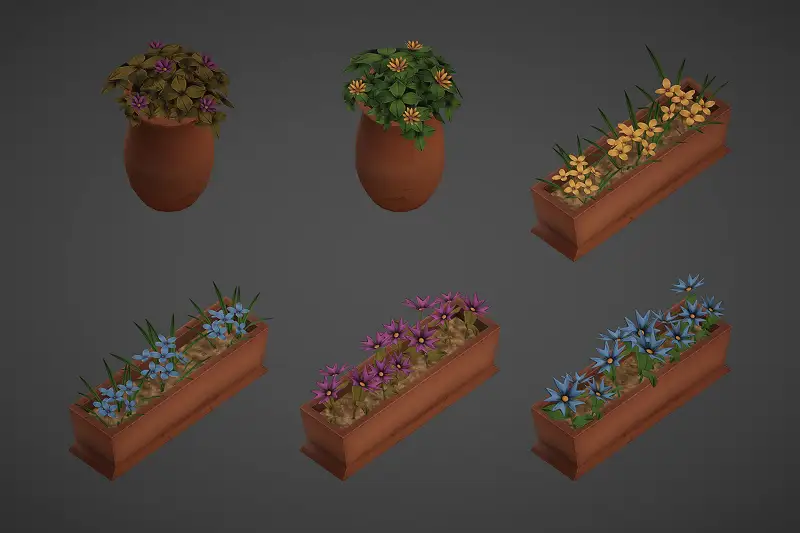Stylized Plants in Pots Asset Thumbnail