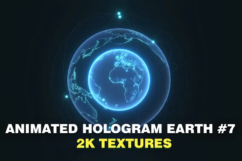 Animated Hologram Planet Earth 3D Model Asset Thumbnail