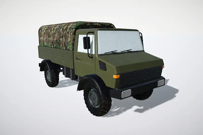 Military Green Truck 3D Model Asset Image