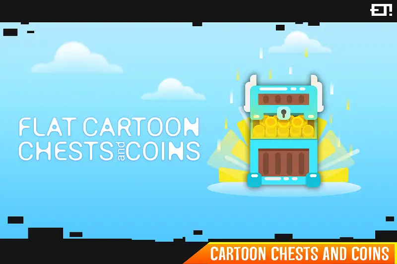 Flat Cartoon Chests and Coins Asset Thumbnail