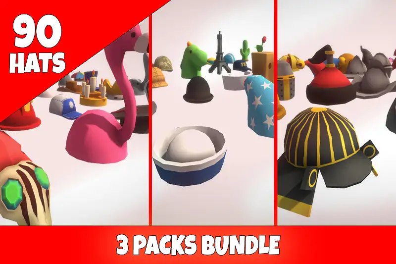 Ultimate Low Poly Hats Bundle Asset Thumbnail