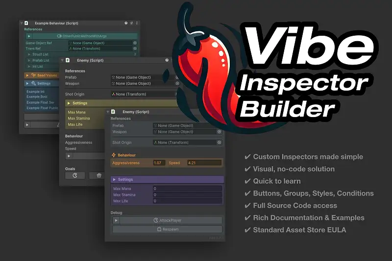 Vibe: No-Code Custom Inspector Builder & Editor Asset Thumbnail