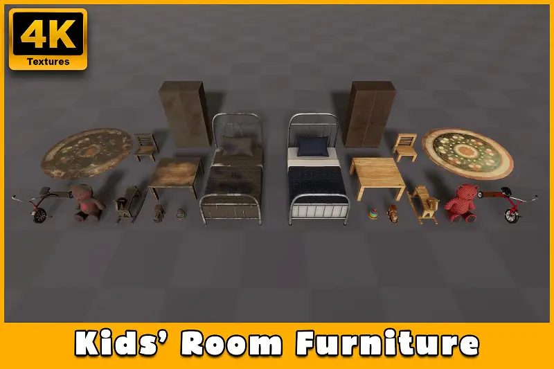 Kids' Room Furniture / Dirty-Clean Versions Asset Thumbnail