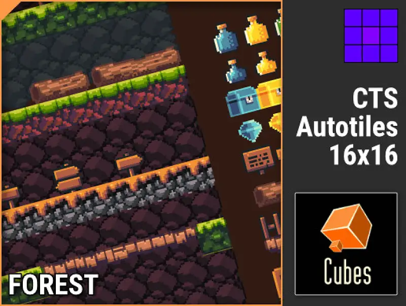 Cubes Tileset collection: FOREST Asset Thumbnail