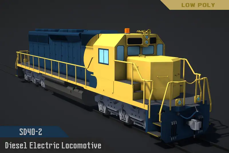 Low Poly - SD40-2 Train Engine Asset Thumbnail