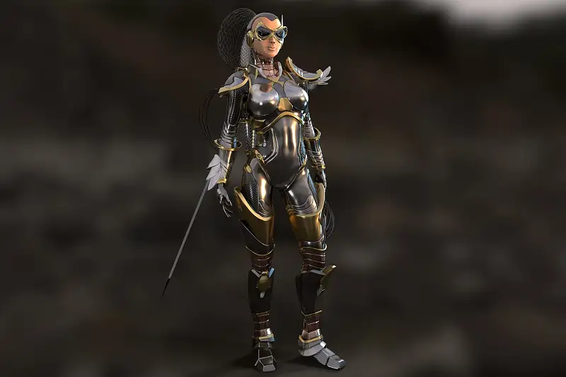 Sci-Fi Girl Ponytail Character Model Asset Thumbnail