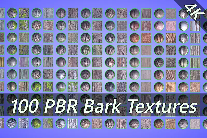 Realistic 4K PBR Bark Materials Asset Thumbnail