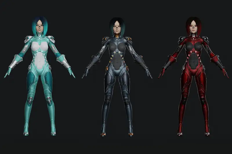 Sci-Fi Girl Game Ready Model Asset Thumbnail