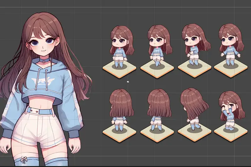 Cute Girl 2D Animation Character Package Asset Thumbnail
