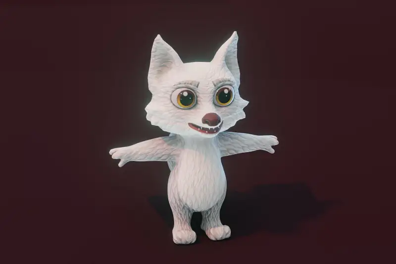 Stylized Arctic Fox 3D Model Asset Thumbnail