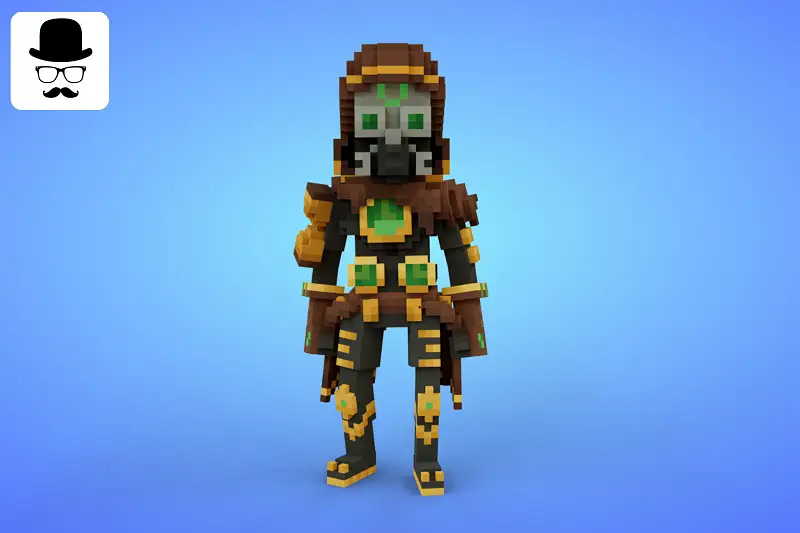 Voxel Time Mage Character - 3D Lowpoly Model Asset Thumbnail