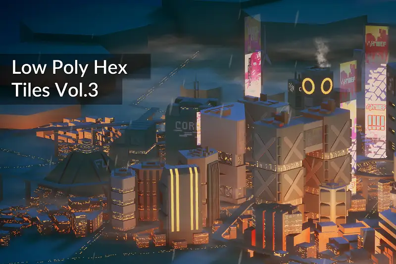 Low Poly Hex Tiles Vol.3 (Cyber City) Asset Thumbnail