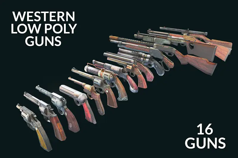 Western Weapons Pack – Low Poly Guns Asset Thumbnail