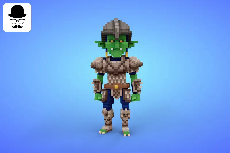 Goblin Warrior 3 Voxel Character - 3D Lowpoly Fantasy Creature Asset Thumbnail