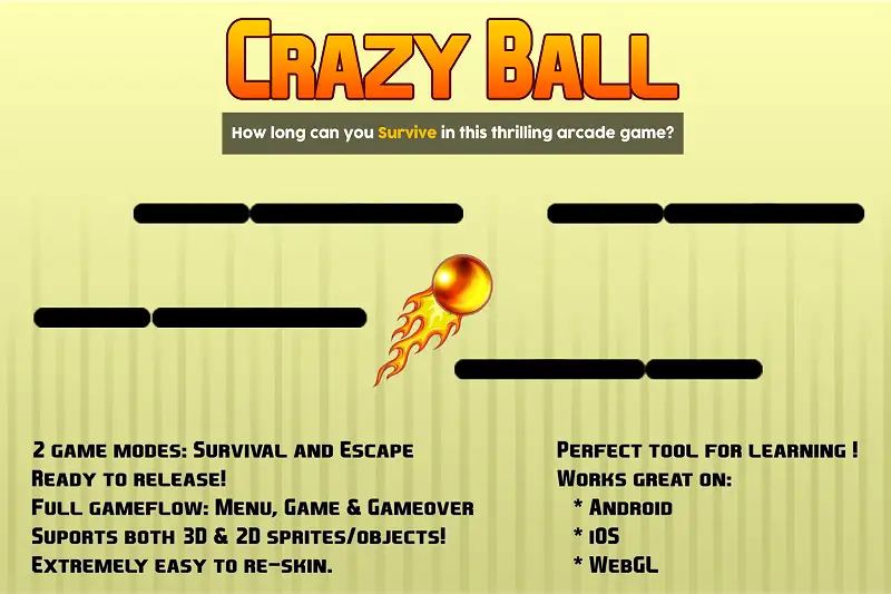 Crazy Ball Complete Game Template (free tutorial game) Asset Thumbnail
