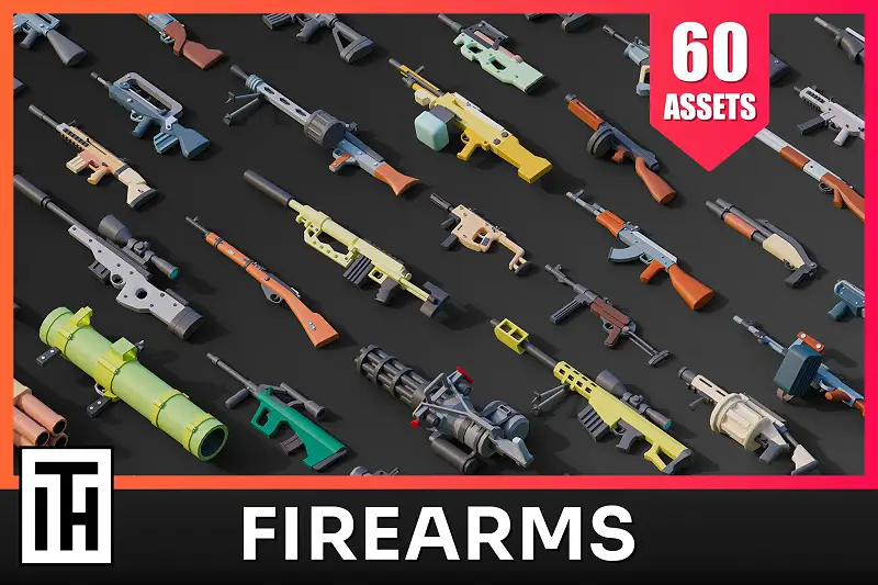 Firearms - Low Poly 3D Models Pack Asset Thumbnail