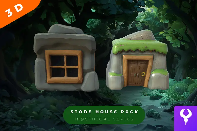 Cartoon Forest Stone House Pack Asset Thumbnail