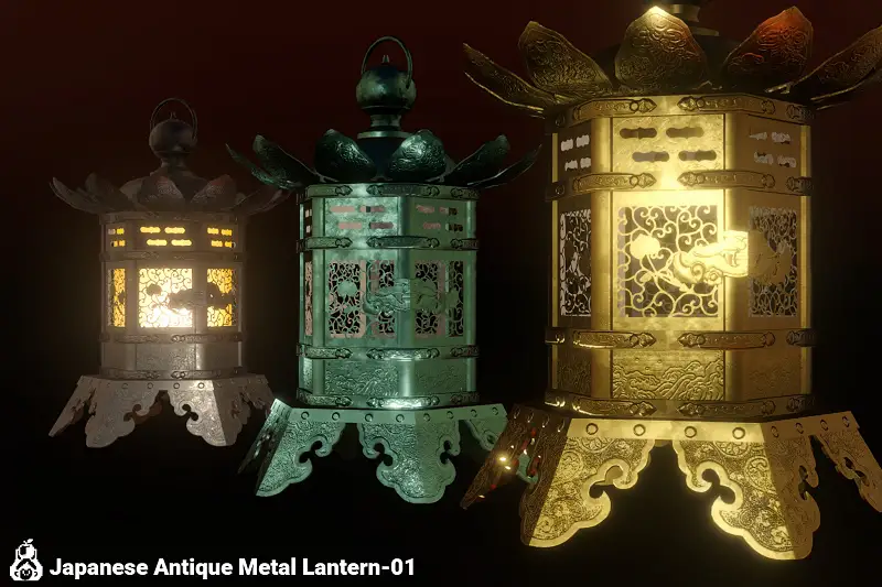 Japanese Antique Metal Lantern_01 Asset Thumbnail