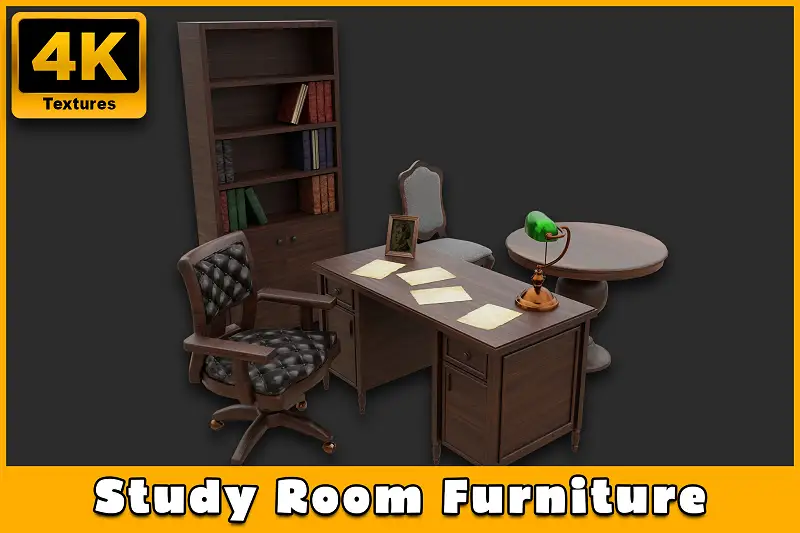 Study Room Furniture / Dirty-Clean Versions Asset Thumbnail