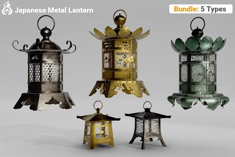Japanese Metal Lanterns Bundle Asset Thumbnail