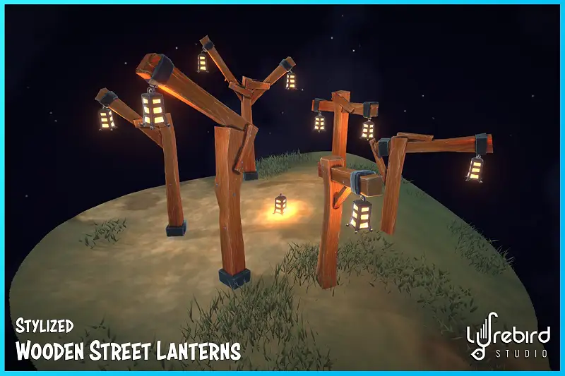 Stylized Wooden Street Lanterns for Unity Asset Image