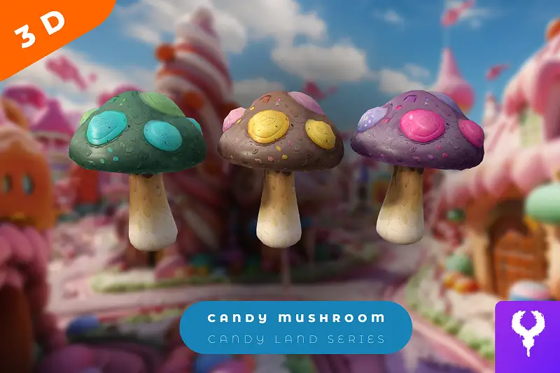 Cartoon Candy Mushroom Pack Asset Thumbnail